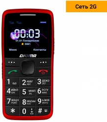 Мобильный телефон Digma S220 Linx 32Mb красный моноблок 2Sim 2.2 176x220 0.3Mpix GSM900/1800 MP3 FM microSD max32Gb