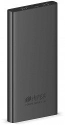 Мобильный аккумулятор Hiper Metal10K 10000mAh 2.4A 2xUSB темно-серый (METAL 10K SPACE GRAY)