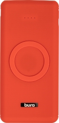 Мобильный аккумулятор Buro BPQ10F 10000mAh 3A QC PD 2xUSB беспроводная зарядка красный (BPQ10F18PRD)