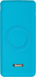 Мобильный аккумулятор Buro BPQ10F 10000mAh 3A QC PD 2xUSB беспроводная зарядка синий (BPQ10F18PBL)
