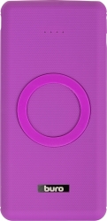Мобильный аккумулятор Buro BPQ10F 10000mAh 3A QC PD 2xUSB беспроводная зарядка фиолетовый (BPQ10F18PVL)