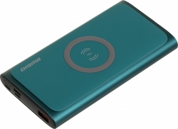 Мобильный аккумулятор Digma DGPQ10G 10000mAh 3A QC PD 20W 1xUSB беспроводная зарядка зеленый (DGPQ10G22CGN)