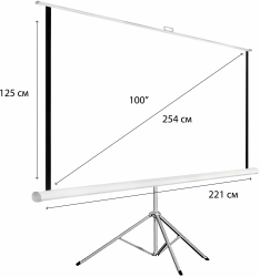 Экран на треноге Hiper 125x221см Cinema STP 16x9-100 16:9 напольный рулонный