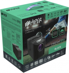 Проектор Hiper Cinema D12 Black LCD 6500Lm (1280x720) 3000:1 ресурс лампы:50000часов 2xUSB typeA 1xHDMI 1кг