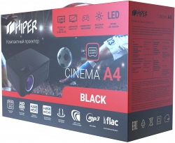 Проектор Hiper Cinema A4 Black LCD 2500Lm (800x480) 1800:1 ресурс лампы:50000часов 2xUSB typeA 1xHDMI 1кг