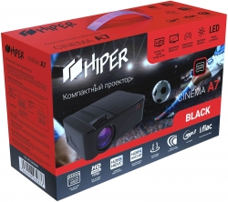Проектор Hiper Cinema A7 Black LCD 3500Lm (1280x720) 2000:1 ресурс лампы:50000часов 2xUSB typeA 1xHDMI 1кг