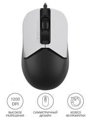 Мышь A4Tech Fstyler FM12 Panda белый/черный проводная