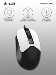 Мышь A4Tech Fstyler FM12 Panda белый/черный проводная