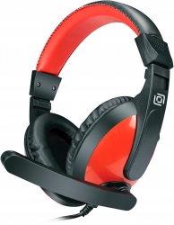 Наушники с микрофоном Oklick HS-L300 черный/красный 1.8м мониторные оголовье (1532021)