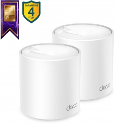 Бесшовный Mesh роутер TP-Link Deco X50(2-Pack) AX3000 10/100/1000BASE-TX белый (упак.:2шт)