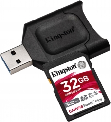 Флеш карта SDHC 32Gb Class10 Kingston MLPR2/32GB Canvas React Plus Card Reader