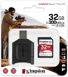 Флеш карта SDHC 32Gb Class10 Kingston MLPR2/32GB Canvas React Plus Card Reader