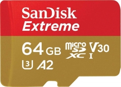 Флеш карта microSDXC 64Gb Class10 Sandisk SDSQXA2-064G-GN6MA Extreme + adapter