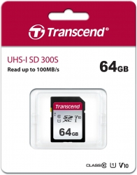 Флеш карта SDXC 64Gb Class10 Transcend TS64GSDC300S 300S w/o adapter
