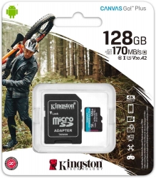 Флеш карта microSDXC 128Gb Class10 Kingston SDCG3/128GB Canvas Go! Plus + adapter