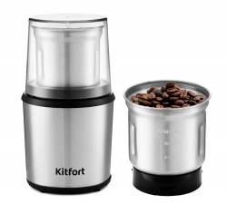 Кофемолка Kitfort КТ-757 200Вт сист.помол.:ротац.нож вместим.:75гр нержавеющая сталь/черный