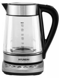 Чайник электрический Hyundai HYK-G3026 1.7л. 2200Вт серебристый/черный (корпус: стекло)