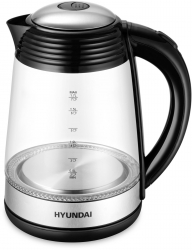 Чайник электрический Hyundai HYK-G3803 1.7л. 2200Вт черный/серебристый (корпус: стекло)