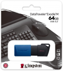 Флеш Диск Kingston 64Gb DT Exodia DTXM/64GB USB3.2 черный/голубой