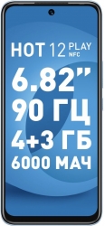 Смартфон Infinix X6816D Hot 12 Play NFC 64Gb 4Gb синий моноблок 3G 4G 2Sim 6.82 720x1612 Android 11 13Mpix 802.11 b/g/n/ac NFC GPS GSM900/1800 GSM190