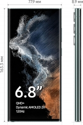 Смартфон Samsung SM-S908B Galaxy S22 Ultra 128Gb 8Gb зеленый моноблок 3G 4G 2Sim 6.8 1440x3088 Android 12 108Mpix 802.11 a/b/g/n/ac/ax NFC GPS GSM900