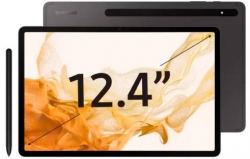 Планшет Samsung Galaxy Tab S8+ SM-X806 Snapdragon 898 2.99 8C RAM8Gb ROM128Gb 12.4 Super AMOLED 2800x1752 3G 4G Android 12 серый 13Mpix 12Mpix BT GPS