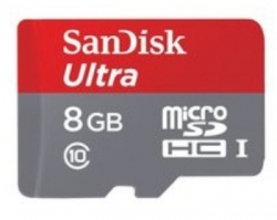 Флеш карта microSDHC 8Gb Class10 Sandisk SDSDQUAN-008G-G4A Ultra Android + adapter
