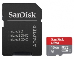 Флеш карта microSDHC 16Gb Class10 Sandisk SDSDQUAN-016G-G4A + adapter