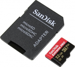 Флеш карта microSDHC 32Gb Class10 Sandisk SDSQXCG-032G-GN6MA Extreme + adapter