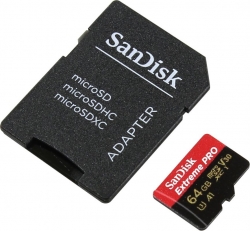 Флеш карта microSDXC 64Gb Class10 Sandisk SDSQXCG-064G-GN6MA Extreme + adapter