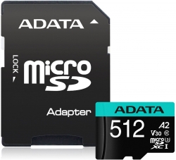 Флеш карта microSDHC 512Gb Class10 A-Data AUSDX512GUI3V30SA2-RA1 Premier Pro + adapter