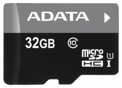 Флеш карта microSDHC 32Gb Class10 A-Data AUSDH32GUICL10-RA1 + adapter
