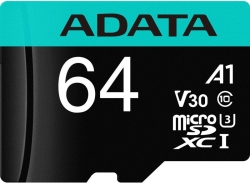 Флеш карта microSDXC 64Gb Class10 A-Data AUSDX64GUI3V30SA2-RA1 Premier Pro + adapter