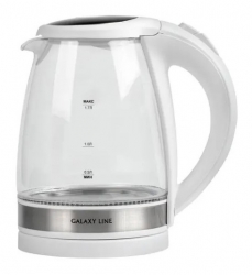 Чайник электрический Galaxy Line GL 0560 1.7л. 2200Вт белый/серебристый (корпус: стекло)