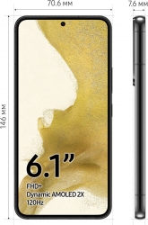 Смартфон Samsung SM-S901E Galaxy S22 128Gb 8Gb черный фантом моноблок 3G 4G 2Sim 6.1 1080x2340 Android 12 50Mpix 802.11 a/b/g/n/ac/ax NFC GPS GSM900/