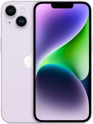 Смартфон Apple A2884 iPhone 14 256Gb 6Gb фиолетовый моноблок 3G 4G 2Sim 6.1 1170x2532 iOS 16 12Mpix 802.11 a/b/g/n/ac/ax NFC GPS TouchSc Protect