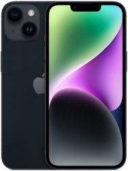 Смартфон Apple A2881 iPhone 14 128Gb 6Gb темная ночь моноблок 3G 4G 1Sim 6.1 1170x2532 iOS 16 12Mpix 802.11 a/b/g/n/ac/ax NFC GPS GSM900/1800 GSM1900