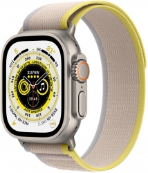 Смарт-часы Apple Watch Ultra A2622 49мм OLED корп.титан Trial loop рем.желтый/бежевый разм.брасл.:S/M (MNHD3LL/A)