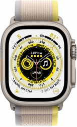 Смарт-часы Apple Watch Ultra A2622 49мм OLED корп.титан Trial loop рем.желтый/бежевый разм.брасл.:S/M (MNHD3LL/A)