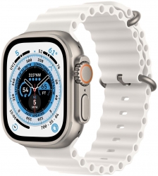 Смарт-часы Apple Watch Ultra A2622 49мм OLED корп.титан Ocean Band рем.белый разм.брасл.:O/S (MNH83LL/A)