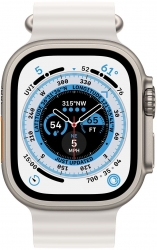 Смарт-часы Apple Watch Ultra A2622 49мм OLED корп.титан Ocean Band рем.белый разм.брасл.:O/S (MNH83LL/A)