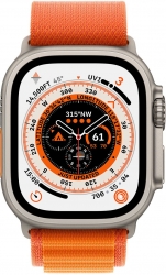 Смарт-часы Apple Watch Ultra A2622 49мм OLED корп.титан Alpine Loop рем.оранжевый разм.брасл.:M (MQEU3LL/A)