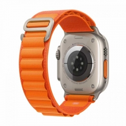 Смарт-часы Apple Watch Ultra A2622 49мм OLED корп.титан Alpine Loop рем.оранжевый разм.брасл.:M (MQEU3LL/A)