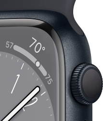 Смарт-часы Apple Watch Series 8 А2770 41мм OLED корп.темная ночь рем.темная ночь разм.брасл.:S/M (MNP53ZP/A)
