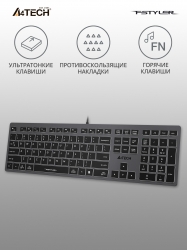 Клавиатура A4Tech Fstyler FX60 серый USB slim LED (FX60 GREY / WHITE)