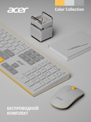 Клавиатура + мышь Acer OCC200 клав:жёлтый мышь:жёлтый USB беспроводная slim Multimedia