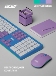 Клавиатура + мышь Acer OCC200 клав:зелёный/фиолетовый мышь:зелёный/фиолетовый USB беспроводная slim Multimedia