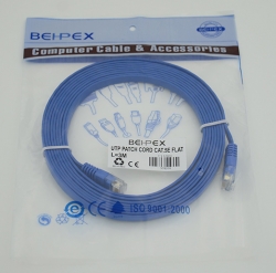 Патч-корд Flat cat5E molded 3м синий RJ-45 (m)-RJ-45 (m)