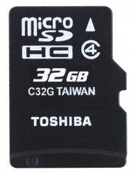 Флеш карта microSDHC 32Gb Class4 Toshiba THN-M102K0320M2 M102 + adapter