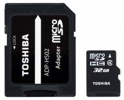Флеш карта microSDHC 32Gb Class4 Toshiba THN-M102K0320M2 M102 + adapter